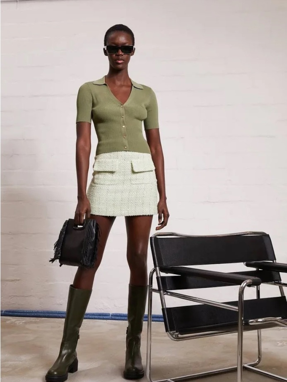 NWT Maje Jinova Tweed Mini Skirt with Front Pockets - Picture 2 of 16